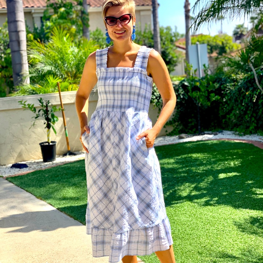 Eliza J Cotton Gingham Sun Dress